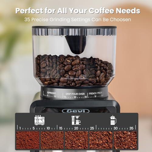 Gevi Burr Grinder, 35 Settings Espresso Drip French Press,Anti-Static Black - Image 4