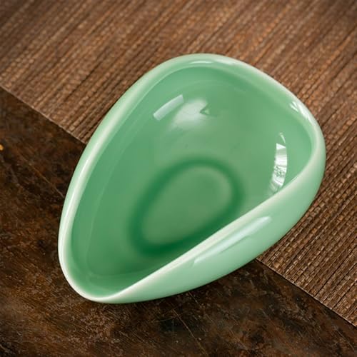 Tea Vessel Ceramic Coffee Bean Dosing Cup Coffee Bean Weight Tray Container Coffee Bean Measuring Cup Spoon Flower Loose Tea Scoop Coffee Bar Organizer Chinese Tea Ceremony Accessories (Green) - Image 3