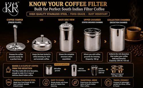 KERAM South indian filter coffee maker indian style 25.4 oz (750 ml) - Image 3
