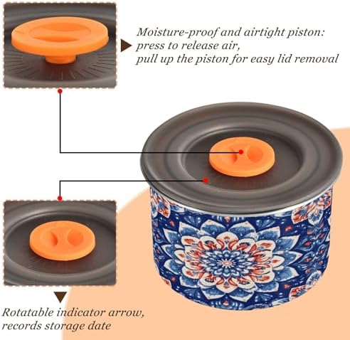 Stainless Steel Coffee Storage Containers with Airtight Lid, Hippy Boho Mandala Flower 30oz Food Storage Container Kitchen Canister for Tea, Coffee Beans, Ground, Sugar Storage - Image 3