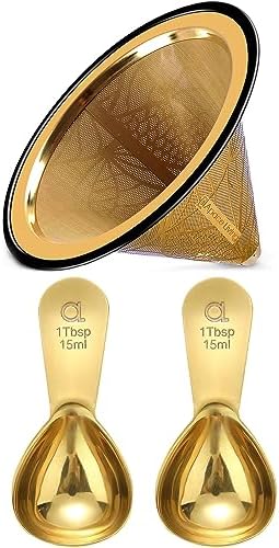 Gold - Coffee Filter Pattern #2 + Coffee Scoop (1 tbsp) by ApaceLiving