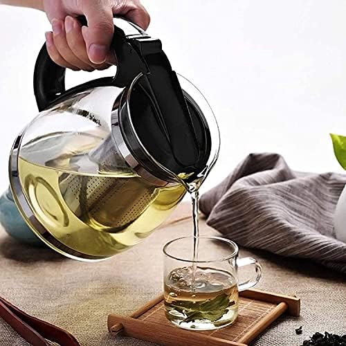 Tea Glass Teapot with Removable Infuser Stovetop Safe Tea Kettle Tea Pot Loose Leaf Tea Maker (Size : 1.5L) - Image 3