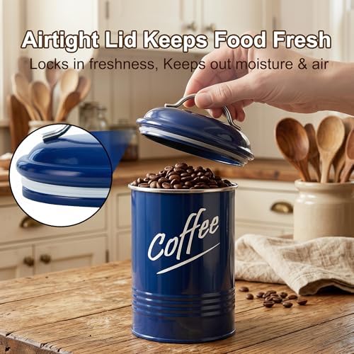 Hillbond Kitchen Canisters Sets for Countertop-Set of 4, Navy Blue - Image 5