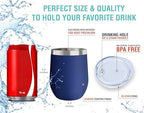CHILLOUT LIFE 12 oz Stainless Steel Wine Tumblers 4 Pack - Double Wall Vacuum Insulated Wine Cups with Lids and Straws Set for Coffee, Wine, Cocktails - Powder Coated Navy Blue - Image 6