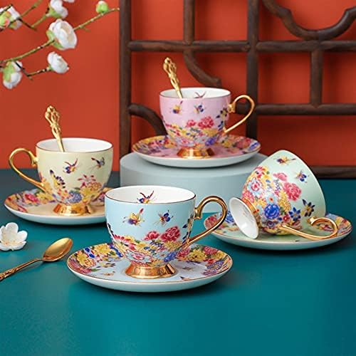 tea cups and saucers,Ceramic Coffee Tea and Saucer Set Bone China Teacups Elegant Cup and(Green) - Image 5