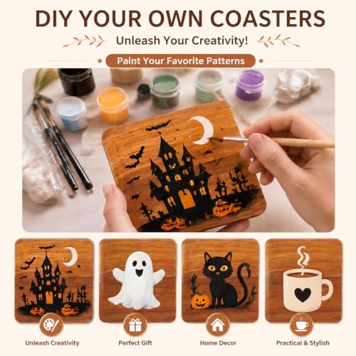 72 Pcs Unfinished Acacia Wood Coasters for Crafts, Round 4 Inch - Image 4