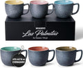 MIAMIO - Stoneware Coffee Mugs Set of 6 (16 oz) - Las Palmitas - Modern by MIAMIO