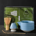 Japanese Matcha Tea Set of 4 Ceremony Matcha Kit with Matcha Bowl(Chawan) with Pouring Spout, Matcha Whisk (Chasen), Scoop (Chashaku) for Japanese Tea Ceremon Blue by Auerhceram