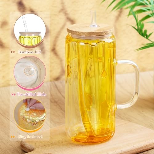 20 Oz Glass Snow Globe Tumbler with Handle, 6 Pack Pre-Drilled Double Wall Snowglobe Cup Coffee Mug for DIY Glitter Snow Globe, Outside 20 Oz Inside 16 Oz - Image 4