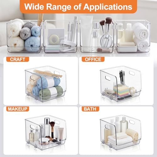 4 Pcs Clear Plastic Storage Bins Stackable Pantry Organizer - Image 6