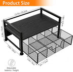 Tea Bag Organizer, Wooden Tea Box with Drawer and Top Tray, Black - Image 3