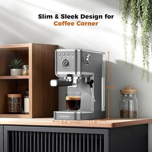 CHULUX Elite Espresso Coffee Machine with Steam Wand for Cappuccino, Gray - Image 7