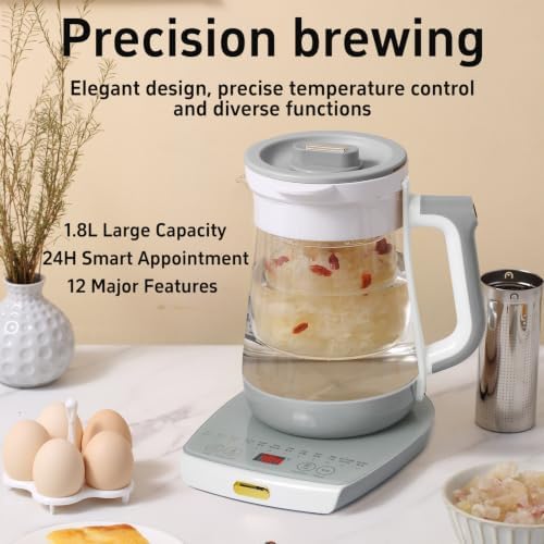 Health Pot Electric Kettle with Infuserand stew pot,Smart Fruit Hot Tea Maker, Temperature Control and Tea Keep Warm, 12 Functional Procedures, 1.8 Liters of Capacity - Image 2