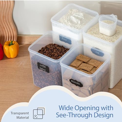 Chef's Path Large Airtight Food Storage Containers with Lids, Pack of 6, 3pcs 6.5L and 3pcs 5.2L, Kitchen and Pantry Canisters for Sugar, Flour, and Baking Supplies - Transparent - Image 5
