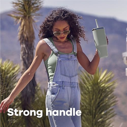 Hydro Flask 32 Oz Travel Tumbler with Handle, Lid and Straw - Insulated Stainless Steel in 32 Oz Aloe Green - Image 6