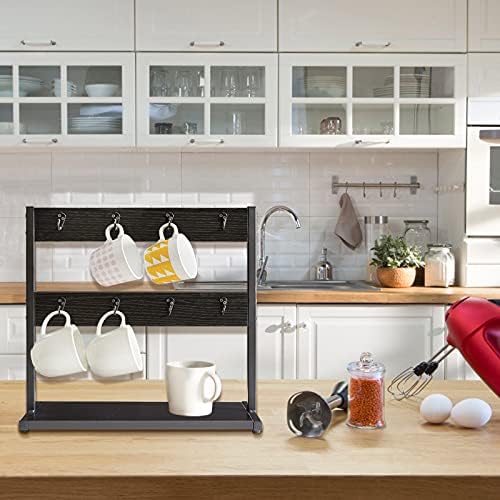 IBUYKE Coffee Mug Holder for Countertop,16 Hook Mug Tree,Black TBJ001B - Image 3