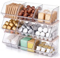 9 Pcs Stackable Plastic Storage Bins, Open Front, Clear by Ferrochef