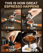 53.3mm Espresso Tamper, 30lbs Spring Loaded, Rosewood Handle, Ripple Base - Image 3