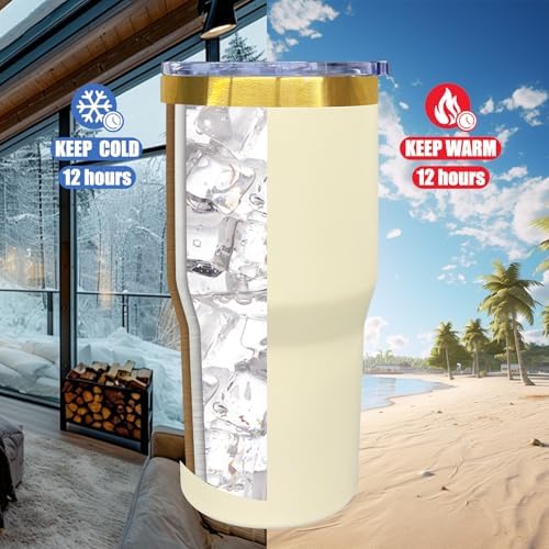 20 oz Tumbler Bulk Stainless Steel Tumblers with Lids and Straws Cream - Image 4