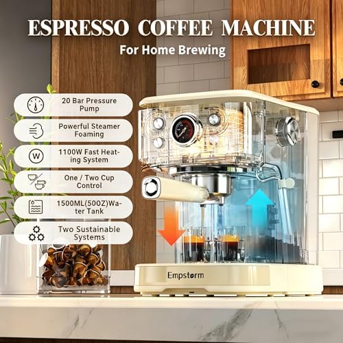 Empstorm 04E 20 Bar Espresso Machine with Milk Frother Steam 1100W White - Image 5