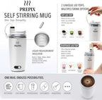 PREPIX Self Stirring Mug, USB-C Rechargeable Coffee Mixer, Stainless Steel Insulated Travel Mug with Electric Stirrer & Spill-Proof Lid, for Coffee, Hot Chocolate & Matcha, 14oz - Image 6
