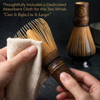 Handcrafted Kurotake Chasen Matcha Whisk & Absorbent Tea Towel Set - Image 6