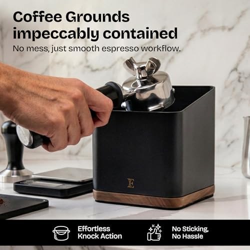 Espresso Knock Box with Lid, 1L Steel Coffee Puck Container, Black - Image 2