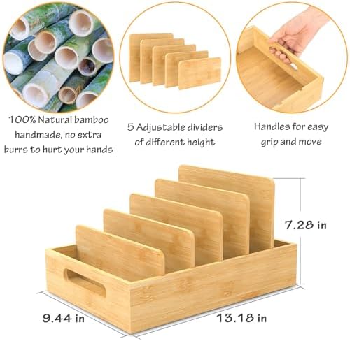 Retro Shaw Lid Organizer for Plastic Lids, with 5 Adjustable Dividers - Image 3