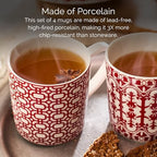 Caskata Newport Garden Gate Crimson Oversized Mugs Set of 4 | High-Design Lead-Free Porcelain Mug Set for Entertaining or Everyday | Unique Party Mugs for Wedding or Birthdays | 14 oz - Image 4