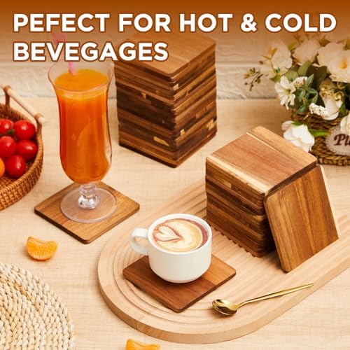 36 Pcs Unfinished Acacia Wood Coasters, Square 4 Inch for Craft - Image 3