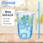 Ziliny 50 Pack 16 Oz Blue Plastic Cups with Lids and Straws, Iced Coffee - Image 3