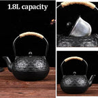 Tea Kettle,Cast Iron Teapot in Japanese Style,Tetsubin Tea Kettle with Stainless Steel Infuser,1.8L Die Casting Pattern Stove Safe Kettles,Traditional Iron Teapots(Color:Scalloped bronze) (Size : Sca - Image 2