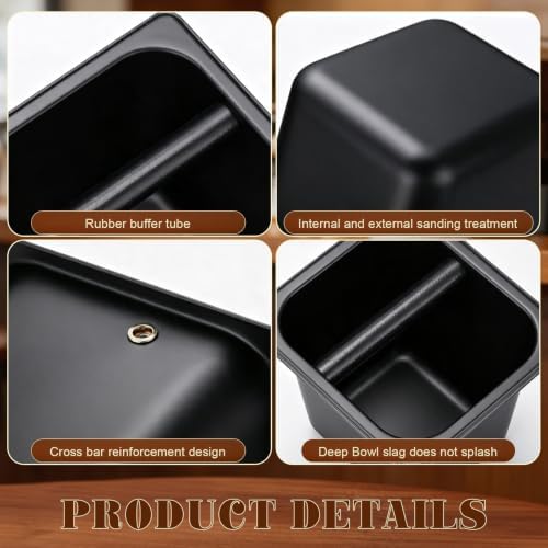 2.2L Large Espresso Knock Box with Lid, Stainless Steel Knock Box - Image 3
