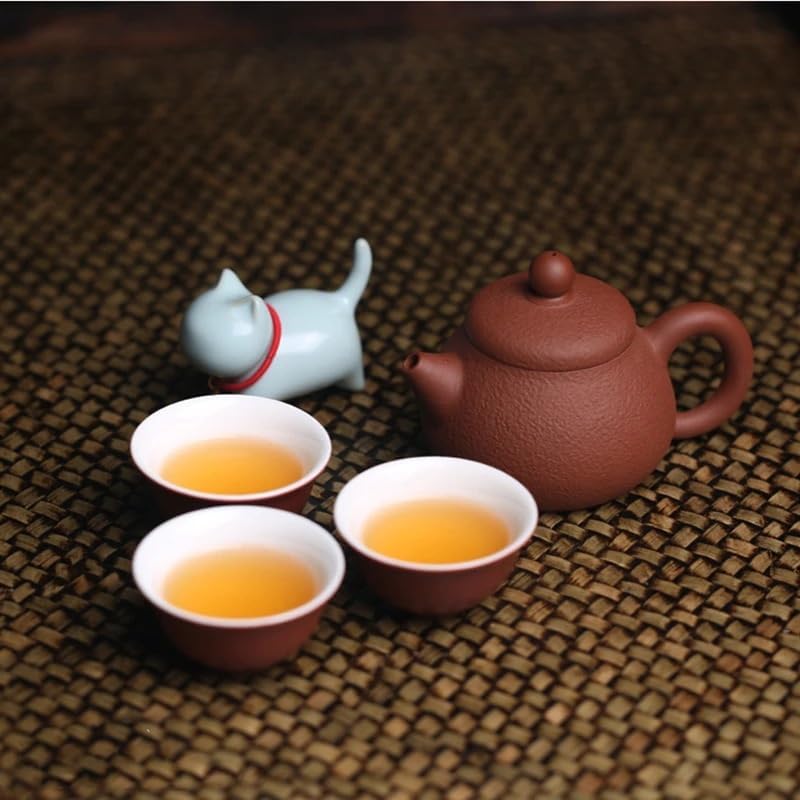 Tea Pots For Loose Tea Chinese Purple Sand Kettle Flat Teapot Retro Tea Teapot Household Kettle Tea Set Teapot Chinese Tea Ceremony Supplies Tea Infuser Pot(Teapot 2) - Image 4