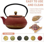 30.4oz Small Cast Iron Teapot with Infuser for Loose Tea & Coffee, Tea Pot Coated with Enameled Interior, Cast Iron Tea Kettle with Teacups for Adults, Exquite Cast Tea Set with 4PCS Iron Cups - Image 4