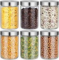 6 Pcs 34oz Clear Canisters Set for Kitchen, Glass Jars with Lids by Unknown