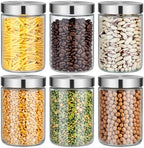 6 Pcs 34oz Clear Canisters Set for Kitchen, Glass Jars with Lids by Unknown
