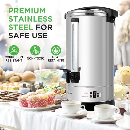 NutriChef 19L Water Boiler Hot Water Dispenser Urn | Large Electric Kettle with Keep Warm Function, Safety Lock Lid & Stainless Steel Inner Pot for Tea & Hot Beverages (Black & Silver). - Image 6