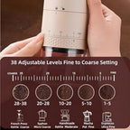 Portable Electric Coffee Grider with 40 Adjustable Levels Fine to Coarse Setting, Ceramic Conical Burr, for Home, Office, Travel, Camping, 1800mAH Rechargeable (light pink, ceramic burr) - Image 4