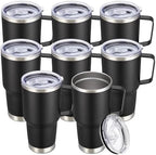 30 oz Stainless Steel Tumblers Bulk with Handle and Lid, 8 Pack by CoolYoleb