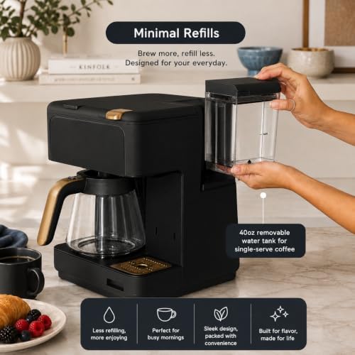Multi-Brew Coffee Maker – 12-Cup Carafe & Single-Serve Pod or Grounds, Iced Coffee Mode, Programmable Touch Display, Includes Filters (Black Sesame) - Image 3