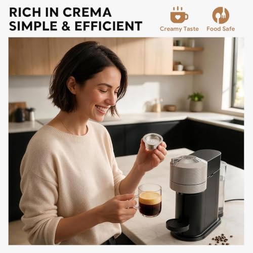 Stainless Steel Nespr*sso Reusable Pods 7.8oz/230ml Refillable Coffee Capsules Compatible with Nespr*sso V-rtuo NEXT UP POP PLUS GCA1 and ENV135 ENV150 (230ML) - Image 2