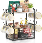 EsLuker.ly Coffee Mug Cup Holder Tree Bar Station Organizer, 2 Tier White by EsLukerly