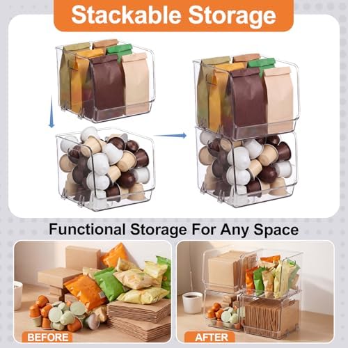 4 Pcs Clear Plastic Storage Bins Stackable Pantry Organizer - Image 4