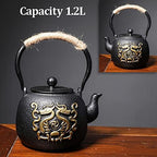 Tea Kettle,Cast Iron Teapot in Japanese Style,Tetsubin Tea Kettle with Stainless Steel Infuser,Die Casting Pattern Stove Safe Kettles,Traditional Iron Teapots,1.2L(Color:N) (Size : E) - Image 2