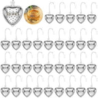 50 Pack Stainless Steel Tea Ball Filters, Heart-Shaped Infusers With Extended Hook For Loose Leaf Tea by Unknown
