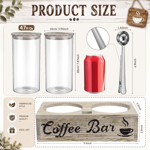 Coffee Canister 2 Pcs 50 Fl oz Large Airtight Glass Jars Washed White - Image 3