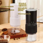 Portable Electric Coffee Grinder – 35 levels of thickness adjustment, ceramic core press, travel, camping, home and office use, USB rechargeable 1600MHz large capacity battery (Black) - Image 3