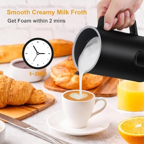Milk Frother Machine, Electric Milk Foam Maker with Touch Screen, 590ml Large Capacity and 4 Presets Functions, 360 Degree Rotational and Automatic Switch Off, For Coffee, Lattes and Chocolate - Image 6