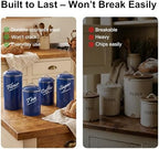 Hillbond Kitchen Canisters Sets for Countertop-Set of 4, Navy Blue - Image 2